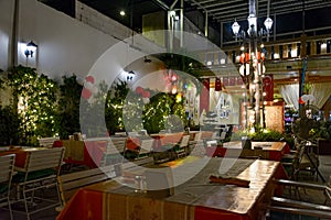 Night restaurant interior