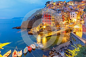 Night Riomaggiore, Cinque Terre, Liguria, Italy