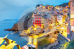 Night Riomaggiore, Cinque Terre, Liguria, Italy