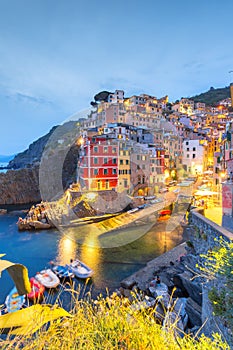 Night Riomaggiore, Cinque Terre, Liguria, Italy