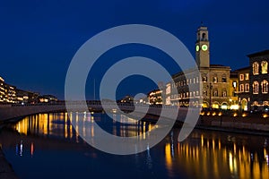 Night of San Ranieri and Luminara in Pisa, view of Ponte di Mezzo