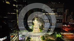 Night scape of Chile Avenue at downtown district of Rio de Janeiro Brazil.