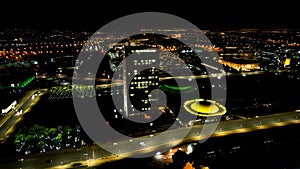 Night scape of downtown Brasilia Brazil. Postal card landmark city. photo