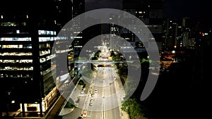 Night scape of downtown district of Rio de Janeiro Brazil.