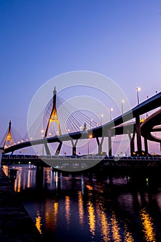 Night Scene Bhumibol Bridge, Thailand