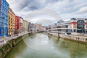 Night scene of bilbao old town, Spain