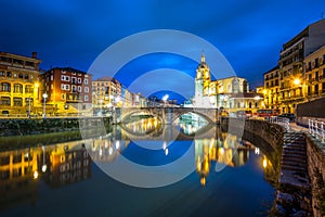 Night scene of bilbao old town, Spain