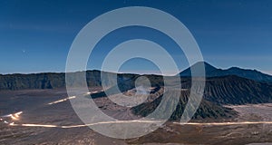 Night scene of Bromo mount, Nature landscape, Indonesia