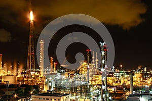 Night scene of chemical plant