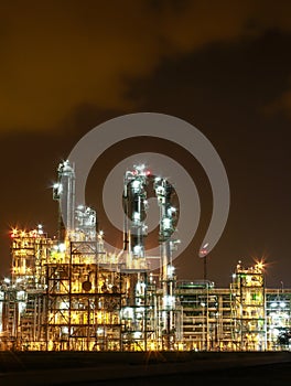 Night scene of chemical plant