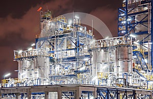 Night scene of chemical plant photo