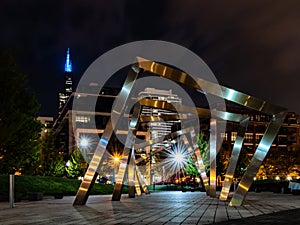 Night scene in Chicago West Loop. Travel in Illinois