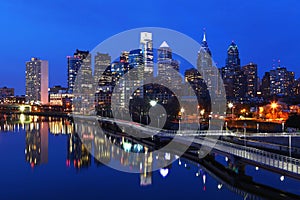 Night scene of the city of Philadelphia skyline