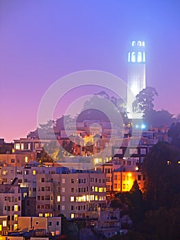 The night scene of coit tower