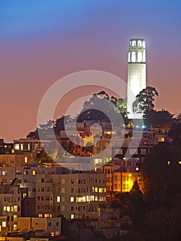 The night scene of coit tower