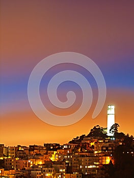 The night scene of coit tower