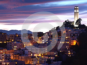 The night scene of coit tower