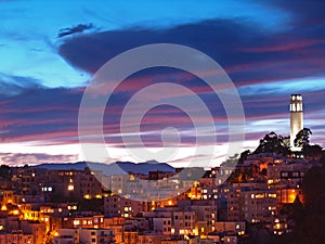 The night scene of coit tower