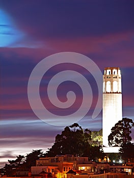 The night scene of coit tower