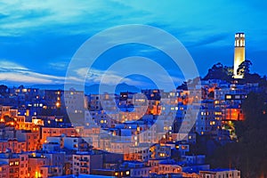 The night scene of coit tower