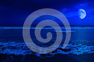 Night scene in a deserted beach