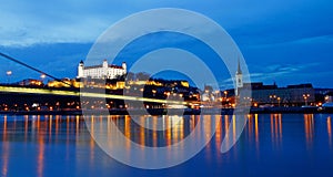 Night scene Embankment of Danube, Bratislava.