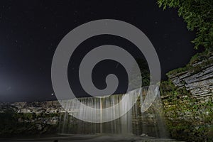 Night scene, Estonian nature, JÃ¤gala waterfall and starry sky