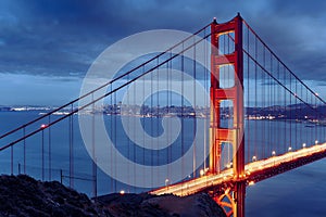 Night scene with famous Golden Gate Bridge