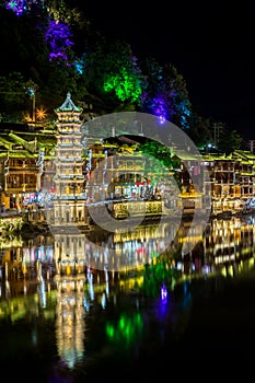 Night scene of Fenghuang (Phoenix) ancient town