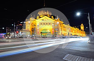 Night scene of Flinders street station, Melbourne