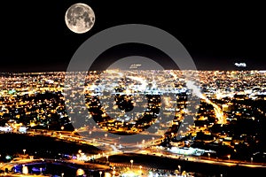 A night scene of Hail city from vantage point, Saudi Arabia.