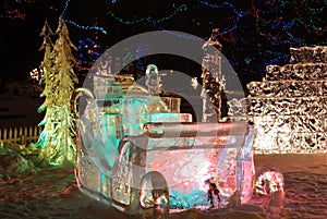 Night scene of ice sculpture photo