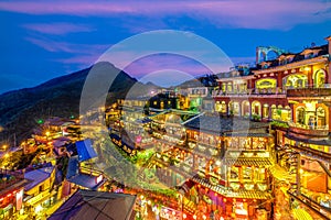 night scene of Jioufen village, Taipei, Taiwan