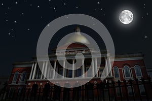 Night Scene, Massachusetts State House