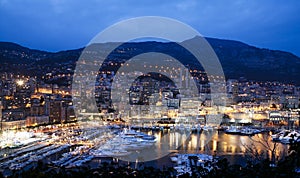 Night scene of Monaco Bay