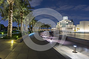 Night scene of the Museum of Islamic Art in Doha,