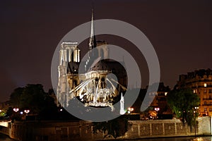 Night Scene at Notre Dame in Paris France