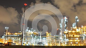 Night scene of Oil and Chemical Plant - Time Lapse