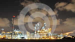 Night scene of Oil and Chemical Plant - Time Lapse