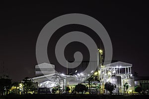 Night scene of oil refinery plant and storage factory