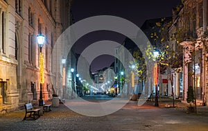 Night scene of Old town center of Bucharest