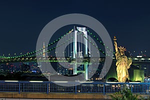 Night scene of rainbow bridge important traveling destination in