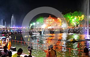 Night scene of river kshipra during simhasth great kumbh mela 2016, Ujjain India