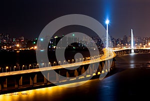 Night Scene of Shenzhen Bay Bridge photo