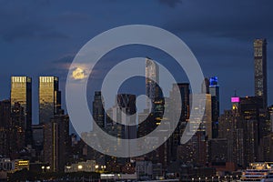 Night Scene: Super Full Moon and City Lights