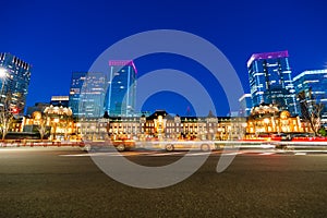 Night scene of Tokyo Station in the Marunouchi business district