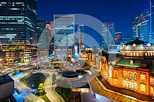 Night scene of Tokyo Station in the Marunouchi business district
