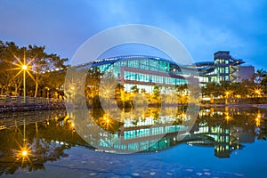 night scene of xin zhuang arena in taipei