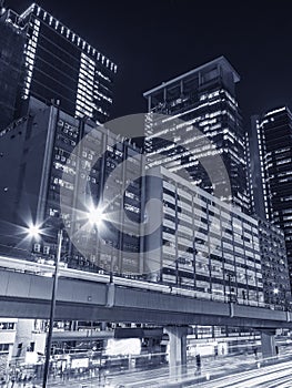 Night scenery of downtown district of Hong Kong city