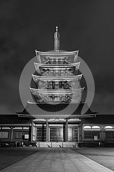 Night scenery of Historical landmark The Senso-Ji Temple in Asakusa, Tokyo, Japan